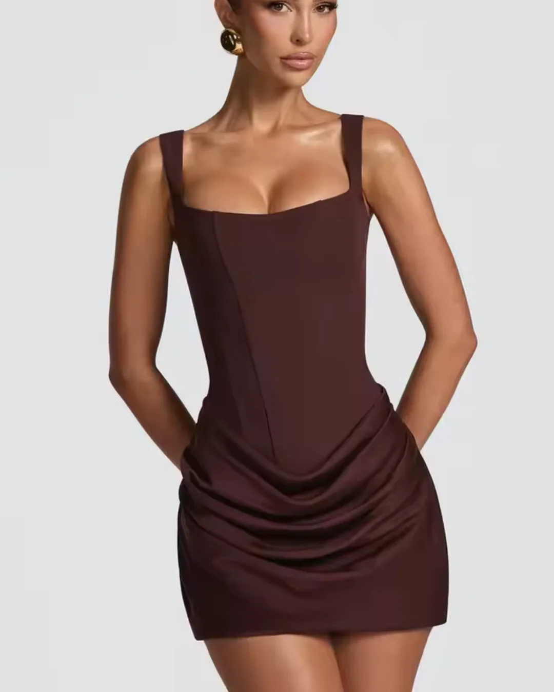 Babyboo Cornelia Mini Dress Plum Brown - Rovetoy