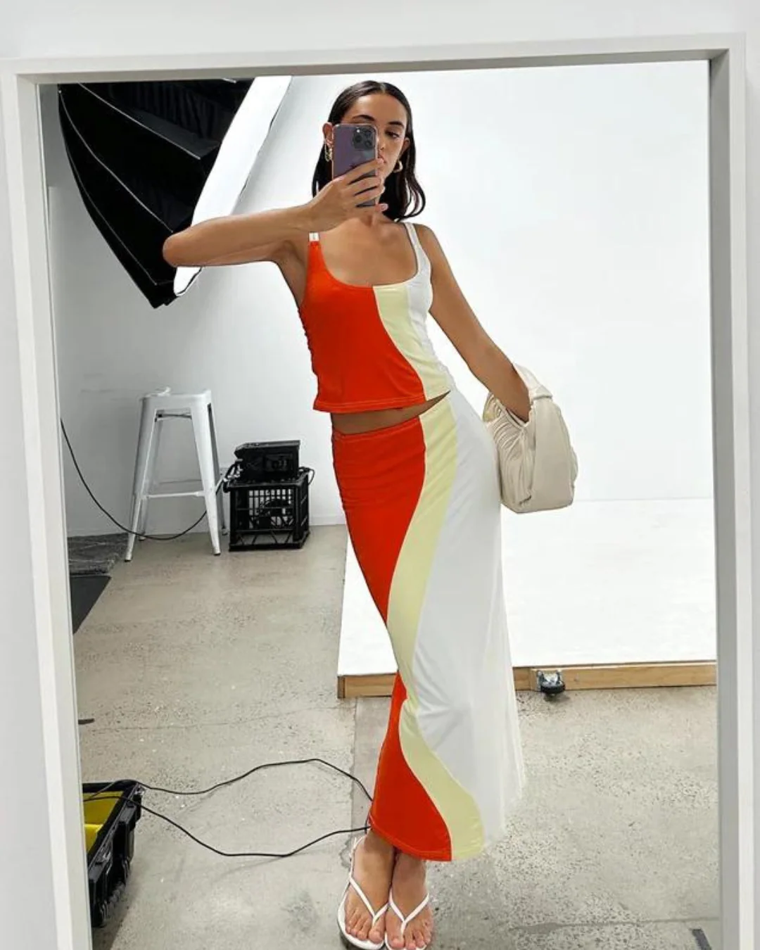 Dazie Rhythmic Contrast Panel Jersey Set - Rovetoy