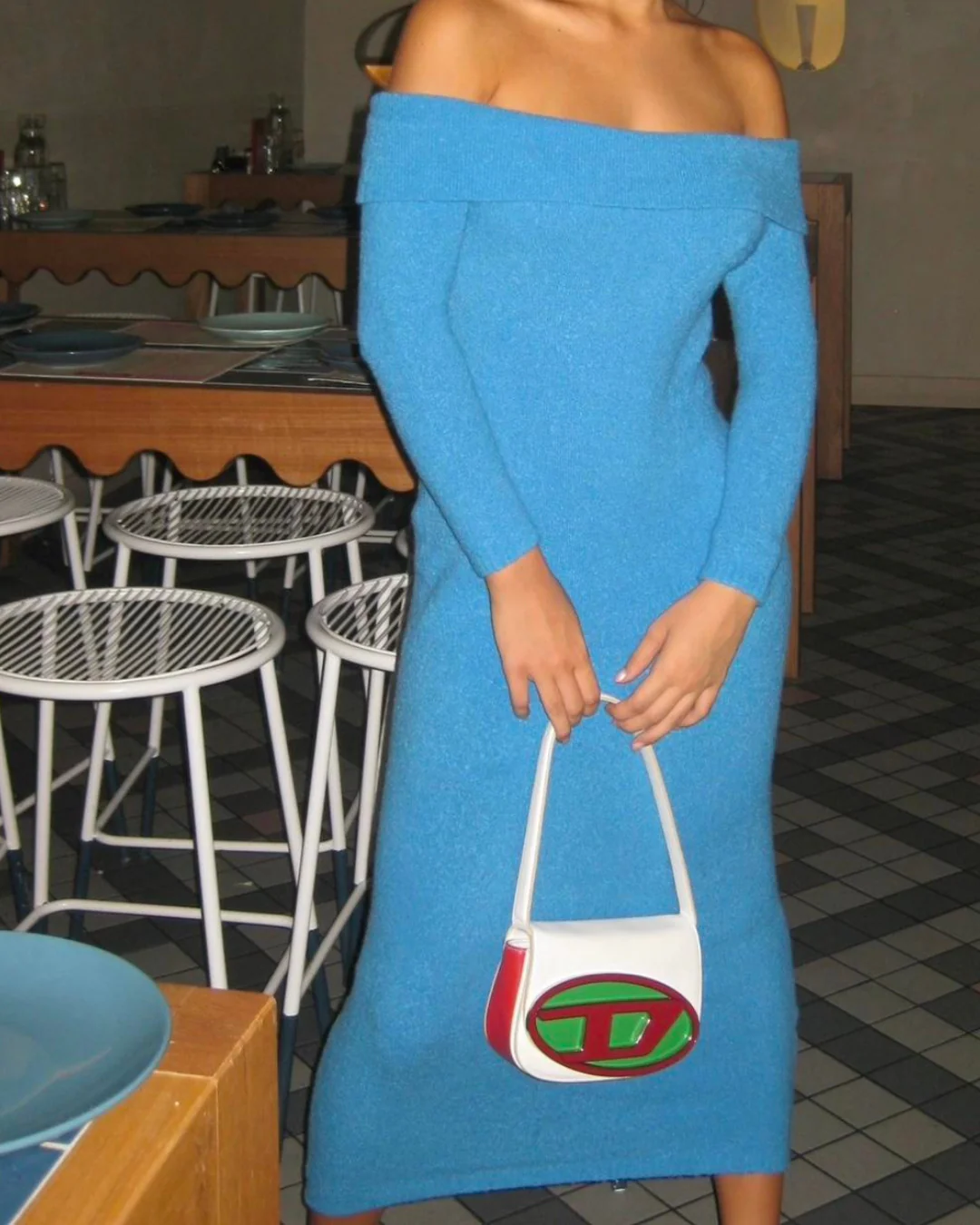 Events Vintage Off Shoulder Knit Dress - Rovetoy